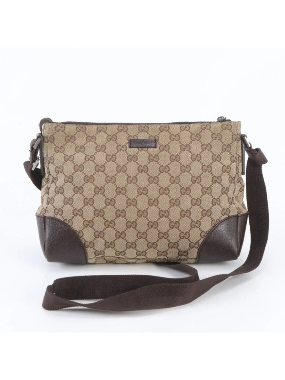 Gucci GG Canvas Leather Shoulder Bag Crossbody Messenger Business Tote